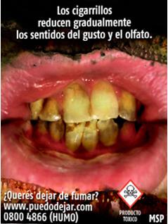 Uruguay 2009 Health Effects Mouth - Bad breath, spots on teeth, reduced sense of taste and smell, gross.